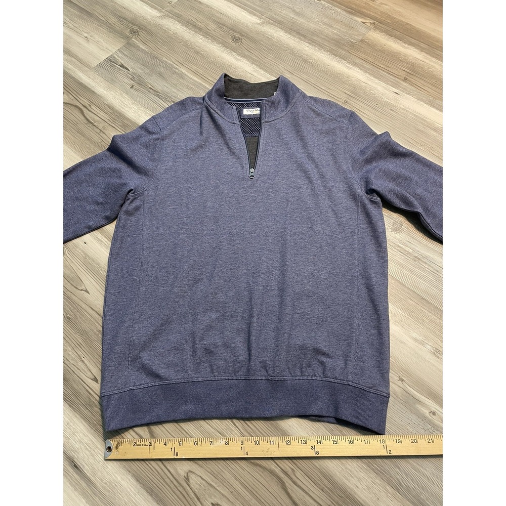 Men's 1/4 Zip Pullover Shirt Size L Mock Neck Long Sleeve Blue SUPER SOFT COMFY